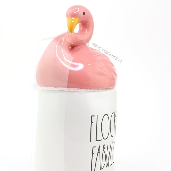Rae Dunn "Flocking Fabulous" Flamingo Topper Ceramic Mug - Picture 2 of 4